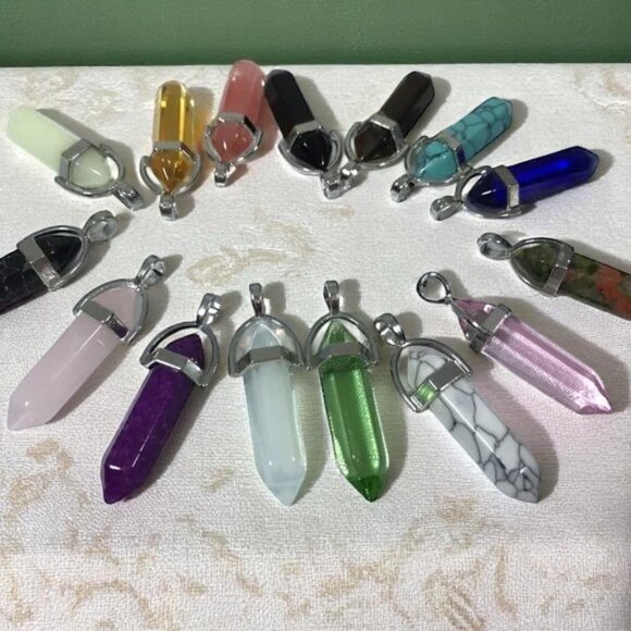 Natural Stone Crystal Talisman Pendant Necklace Bundle - Picture 1 of 16